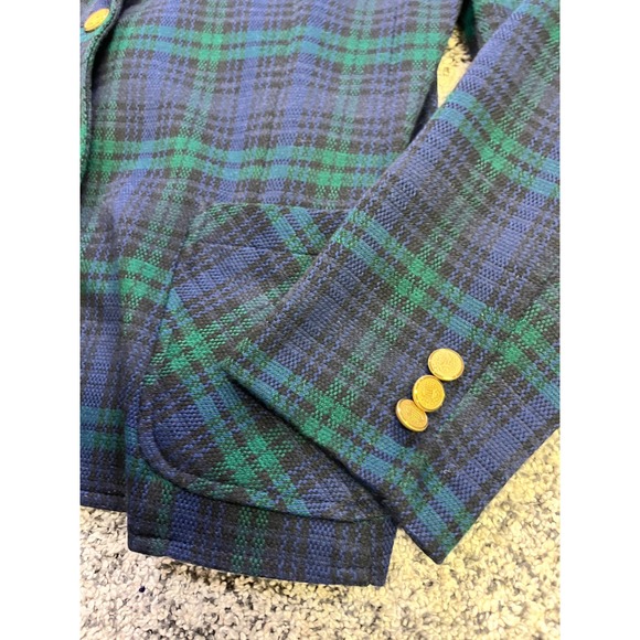 Cape Cod Match Mates Womens Plaid Blazer Jacket Gold Buttons Blue Green Size M - Picture 5 of 11